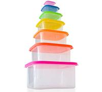 Herzberg HGSFS7N1-Juego de latas de conservación de Alimentos (7 Piezas) HG-SFS7N1: Ensemble de contenants carrés pour aliments 7 en 1, Iron