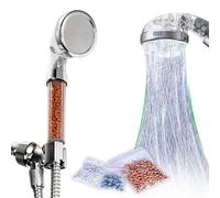 Herzberg jooe Handheld Shower Head High Pressure Ionic Filter Hard Water Showerheads for The Bathroom, Round, Chrome Decoration HG-5012 Transparent/Marron