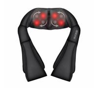 Herzberg Masajeador de Cuello y Hombros Shiatsu con Calor 4 Nudos, Negro | 4 nudos amasado profundo, forma en U ergonómica, 12 V / 24 W, protección contra sobrecalentamiento, CE RoHS GS