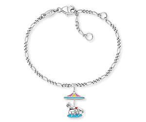 Herzengel Pulsera de plata de ley para niñas y niños y un colgante de esmalte, cierre de mosquetón, longitud ajustable, sin níquel, Eine Grösse, Plata de ley, No es una piedra preciosa