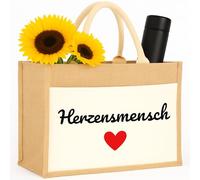 Herzensmensch Geschenk, Geschenke für Frauen, Jutebeutel für Frauen, Geschenk Damen Shopper Bag, Tragetasche Geschenk für Beste Freundin Dankeschön Geschenke Freundschaftsgeschenke Geburtstagsgeschenk