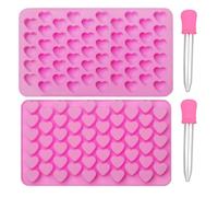 Herzförmige Bonbonform Silikon 55 Fach 11x18,5 Cm Mit Pipette - Gummibärchen Schokolade Seife Kerzen DIY Form | Valentinstag Backen Cupcake Topper Dekoration Geschenk Küche Werkzeug Kreativ Set