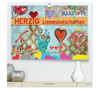 Herzig Liebesbotschaften (hochwertiger Premium Wandkalender 2026 DIN A2 quer), Kunstdruck in Hochglanz: Diese kreativ und wunderschön illustrierten ... wie toll er ist und wie schön es mit ihm ist.