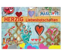 Herzig Liebesbotschaften (Wandkalender 2026 DIN A4 quer), CALVENDO Monatskalender: Diese kreativ und wunderschön illustrierten Liebesbotschaften ... wie toll er ist und wie schön es mit ihm ist.