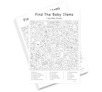 HerZii Prints Juego de baby shower para niña o niño, paquete de 50 unidades, juego de objetos ocultos, juego de memoria para baby shower, 6.9 x 9.8 pulgadas