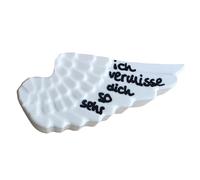 Herzmensch Alas de ángel decorativas de hormigón - 6 x 2,8 cm - Piedra de luto escrita a mano «Ich vermisse Dich so sehr » - Decoración para tumba y piedra de consolación, resistente a las heladas