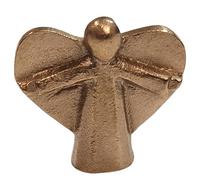 Herzmensch Pequeño ángel dorado de bronce macizo, ángel de la guarda y amuleto de la suerte para cumpleaños, Navidad, aniversario, boda, 4 cm