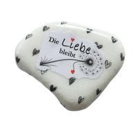 Herzmensch Piedra conmemorativa noble El amor permanece con diente de león, piedra blanca auténtica de Santorini, resistente a la intemperie, decoración para tumba y piedra de luto, hecha a mano