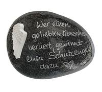 Herzmensch Piedra de luto grande con alas de ángel, quien pierde a un ser querido, piedra natural auténtica inscrita a mano, resistente a la intemperie, decoración para tumba y piedra de consolación