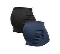 Herzmutter Banda Faja Premama - Bandas de Maternidad del Vientre - 2 Partes - algodón - Banda Abdominal de Apoyo para el Embarazo - 6000 (Negro/Azul, L)