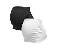 Herzmutter Banda Faja Premama - Bandas de Maternidad del Vientre - 2 Partes - algodón - Banda Abdominal de Apoyo para el Embarazo - 6000 (Negro/Blanco, S)