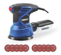 HERZO Lijadora Excéntrica 300W, Lijadora con 13000 RPM, 6 Velocidad Ajustable, 10 PCS Papeles de Lija de 125mm con Caja de Recogida