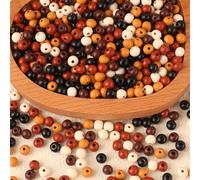 HERZONE 1000 cuentas redondas de madera en coloridas cuentas de madera natural para enhebrar para hacer joyas DIY (colorido-8 mm)
