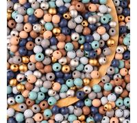HERZWILD 1000 cuentas de madera de colores, redondas, azules, naturales, doradas para manualidades, fiestas de Pascua y decoración (0.8 mm)