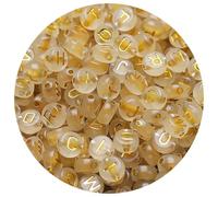 HERZWILD 1000 cuentas luminosas con letras de 4 x 7 mm para enhebrar doradas con letras de la A a la Z para joyas y manualidades (Noctilluzent dorado)