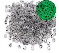 HERZWILD 1000 cuentas luminosas de pony, cuentas cúbicas, cuentas de letras brillantes, cuentas acrílicas de letras cúbicas, cuentas luminosas que brillan en la oscuridad para hacer joyas, pulseras,