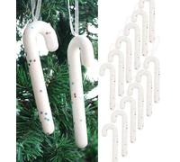 Herzwild 12 adornos para árbol de Navidad, bastones de caramelo para colgar, decoración navideña (blanco-10 cm)