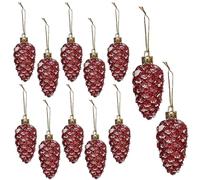 HERZWILD 12 piñas decorativas para colgar en el árbol de Navidad, de plástico, para el árbol de Navidad (rojo-A)