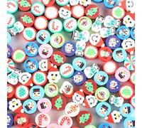 HERZWILD 300 cuentas navideñas para enhebrar cuentas de arcilla polimérica con motivos navideños para collar de pulsera DIY navideño (Navidad)