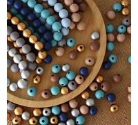 HERZWILD 500 cuentas de madera de colores para enhebrar, 10 mm, redondas, cuentas de madera de colores, para fabricación de joyas (multicolor, 10 mm)