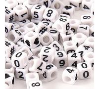 HERZWILD Aproximadamente 800 cuentas con números, número 0-9, perlas de 6 x 6 mm, redondas, para manualidades, joyas (6 x 6 blanco negro)