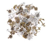 HERZWILD Colgante de encanto de ancla Vintage Timón brújula encantos steampunk para la fabricación de joyas Accesorios Collar de encanto antiguo, 30 cc, Metal no precioso, Sin piedra preciosa