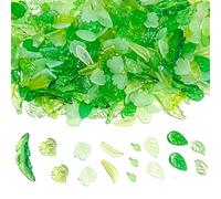 HERZWILD Colgantes de hojas transparentes de acrílico transparente, cuentas verdes, tapas de perlas y flores, para manualidades, joyas, pulseras, collares, pendientes, plástico, MITTLE, Acrílico, No.