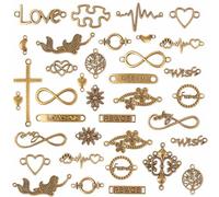 HERZWILD Conector de metal 50 unidades de colgantes mixtos para manualidades, colgante de símbolo de infinito, colgante de corazón