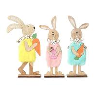 HERZWILD Conejo de Pascua, decoración de madera, decoración de Pascua, decoración de madera para Pascua, decoración de Pascua, jardín, conejos de Pascua, decoración de madera (A -3 unidades)