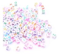 HERZWILD Cuentas con letras para enhebrar, aprox. 1000 unidades, 6 x 6 mm, cuentas cuadradas para manualidades, letras de la A a la Z, para joyas y manualidades (color blanco)