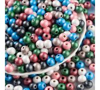 HERZWILD Cuentas de madera coloridas para enhebrar, 500 unidades, cuentas de madera de colores, para fabricación de joyas DIY (color perla)