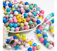 HERZWILD Cuentas de madera coloridas para enhebrar, 500 unidades de perlas de madera de colores, para fabricación de joyas DIY (A)