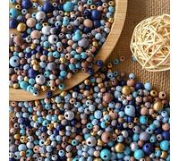 HERZWILD Cuentas de madera coloridas para enhebrar 6/8/10 mm, perlas de madera de colores, perlas para manualidades para fabricación de joyas (multicolor, 6/8/10 mm)