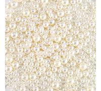 HERZWILD Cuentas de perlas acrílicas sueltas de color beige, 1500 unidades, 4 tamaños, sin agujeros, brillantes y pulidas, perlas de imitación para rellenar jarrones, arte de uñas, maquillaje,