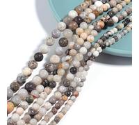 HERZWILD Cuentas de Piedras Preciosas Naturales, Cuentas Redondas con Agujero para joyería, Manualidades, roscado, Pulseras, Collares, fabricación de Joyas (ágata de 0.157 in)