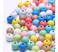 Herzwild - Lote de 300 cuentas de madera de colores para hacer joyas DIY (14 mm)