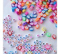 HERZWILD Perlas coloridas en forma de nube para enhebrar, 300 unidades, perlas de arcilla polimérica, perlas suaves con forma de corazón, perlas de estrella para joyas y manualidades (nube)