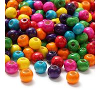 HERZWILD Perlas de madera para enhebrar, aprox. 1000 unidades, cuentas de madera multicolor, 8 mm, para fabricación de joyas DIY (8 mm)