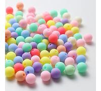 HERZWILD Perlas para enhebrar aprox. 400 cuentas mate para manualidades, 10 mm, multicolor, perlas acrílicas, perlas sintéticas para la fabricación de joyas, pulseras de collares (10 mm/400 unidades)