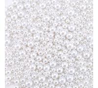 HERZWILD whilte - Cuentas de perlas acrílicas sueltas, 1500 unidades, 4 tamaños sin agujeros, brillantes y pulidas, perlas de imitación para rellenos de jarrones