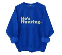 He's Hunting - Sudadera holgada de manga larga con cuello redondo para mujer, para otoño e invierno, cómoda, a la moda, casual, azul, L