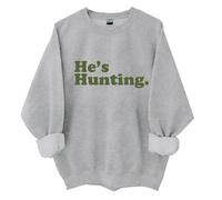 He's Hunting - Sudadera holgada de manga larga con cuello redondo para mujer, para otoño e invierno, cómoda, a la moda, casual, gris, S
