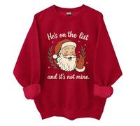 He's on The List Santa Long Sleeves Sudadera He's on The List and It's Not Mine Crew Neck Pullover Funny Unisex Santa Christmas Top, rojo, L