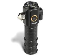 Hesago TactiBeam - Linterna Táctica Superluminosa 1300 Lúmenes - Rompevidrios de Emergencia - Defensa Personal - Recargable USB-C - Base Magnética - Cortador de Cinturones - Strobo