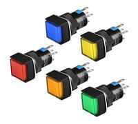 Heschen 16mm cuadrado cierre botón interruptor 1NO 1NC rojo azul amarillo verde naranja 24V LED lámpara