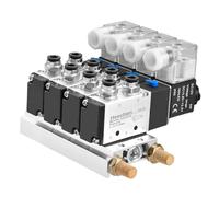 Heschen 4 válvulas solenoides neumáticas eléctricas 4V210-08 DC 12V PT1/4 5 vías 2 posiciones silenciador base colector conjunto de accesorios rápidos