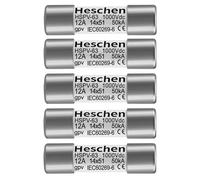 Heschen 5 fusibles fotovoltaicos de 1000 V CC, 1000 V, tipo gPV, 12 A, HSPV-63, 14 x 51 mm, 1000 VDC, 50 kA, para protección solar del sistema de PV