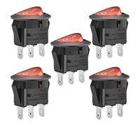 Heschen - 5 interruptores basculantes redondos de encendido y apagado, contacto único SPST, 3 terminales, certificado UL y VDE, 10 A. 250 V CA