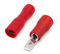 Heschen Cable de vinilo de desconexiones rápidas macho/hembra, totalmente aislado, 2,8 x 0,5 mm, para 0,5 - 1,5 mm² (22-16 AWG), color rojo