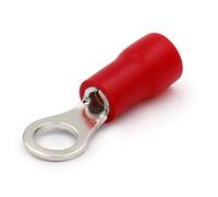 Heschen Conectores de crimpado de terminales de anillo con aislamiento de vinilo, conector eléctrico RV1.25-4S, tamaño de perno #8 para 0.5-1.5mm² (22-16 AWG) rojo 100 unidades